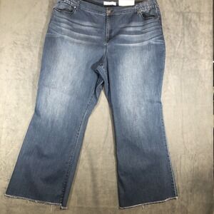 NWT Est 1946 Denim Jeans Super High Hi-Rise Flare Stretch Size 24W Raw Hem